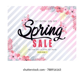 spring sale background vector illustration.