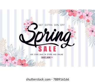 Spring sale background vector illustration.