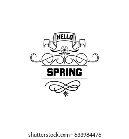 Spring sale badge design . Sticker, stamp, logo - handmade. With the use of typography elements, calligraphy and lettering
