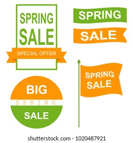 Spring sale badge icon set.