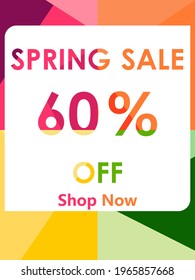 Spring Sale Banner, 60% Offer. Sale Banner Template. Vector Illustration.