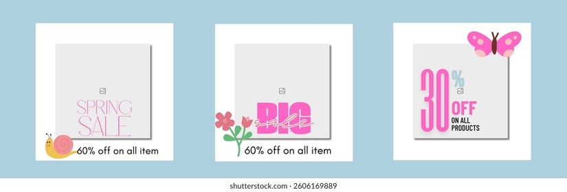 Spring sale banner background set 