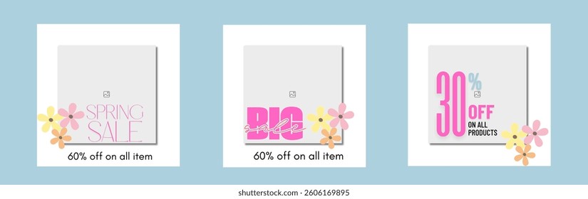 Spring sale banner background set 