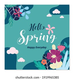 Spring sale banner with blossom flowers. Spring sale poster. Vector design promotion.