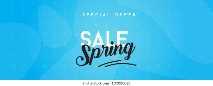 Spring sale banner with circle pattern. Vector illustration