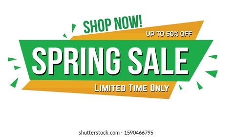 Spring sale banner design on white background, vector illustration