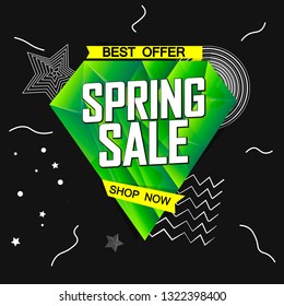 Spring Sale, banner design template, discount tag, best offer, app icon, vector illustration