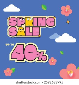 The spring sale banner was designed with a cute and cheerful feel.
