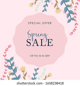 Spring sale banner. Sale banner. Discount banner. Sale and discount templates.