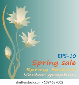 Spring sale. Banner. Floral background. Abstract Postcard Flyer with flowers background. Vector graphics