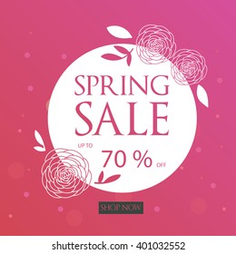Spring Sale Banner and Floral Background.