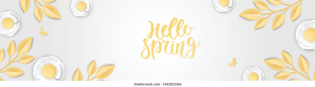 Spring sale banner with flowers. Banner perfect for promotions, magazines, advertising, web sites. Vector illustration.