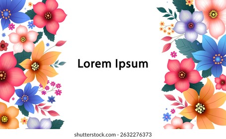 Anuncio de venta de primavera con flores. Vector abstracto dibujado a mano de verano colorido. marco de flores sobre fondo blanco. Texturas dibujadas a mano. Ideal para el Web, tarjeta, cartel, cubierta, invitación, folleto.