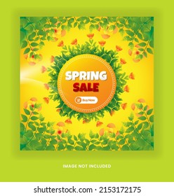 spring sale banner or flyer template with flower