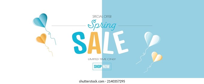 Spring sale banner. Modern minimal design for Sales. Flat vector illustration.