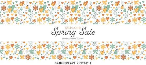 Spring sale banner. Modern minimal design for Sales. Flat vector illustration.