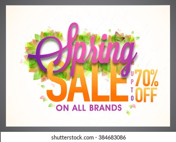 Spring Sale Banner, Sale Poster, Sale Flyer, Sale Vector. 70% Off, Sale Background. Big Sale, Super Sale, Special Offer on All Brands.Vector illustration.