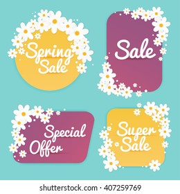 Spring Sale Banner, Poster, Flyer. Vector illustration.