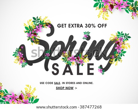 Spring Sale Banner, Sale Poster, Sale Flyer, Sale Vector. 30% Off, Vector illustration.