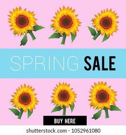 Spring Sale Banner, Sunflowers
