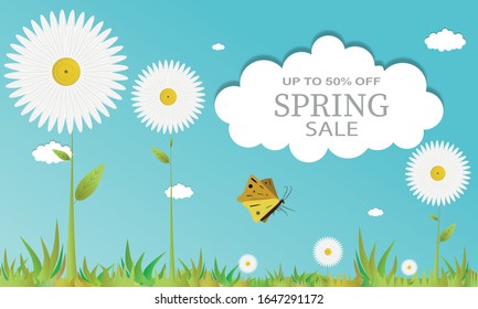 Spring sale banner template background