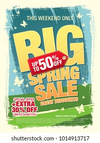 spring sale banner template design, vector illustration