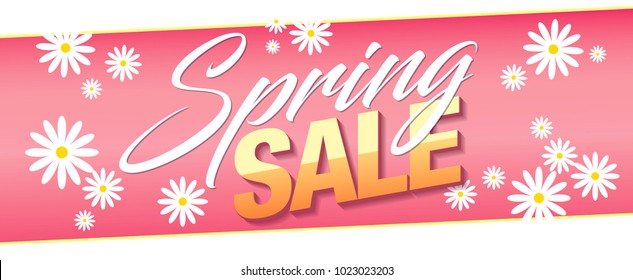 spring sale banner template design, vector illustration