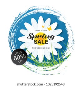 spring sale banner template design, vector illustration