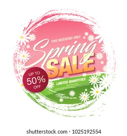 spring sale banner template design, vector illustration
