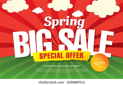 spring sale banner template design