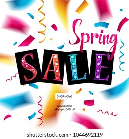 Spring sale banner template design. For your online store. Vector illustration