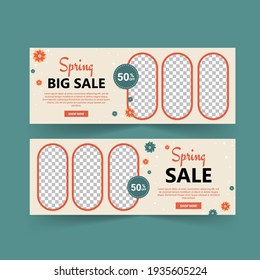 Spring sale banner vector. Spring poster and banner template. Holiday Shopping. Banners vector for social media ads, web ads, business messages, discount flyers and big sale banner.