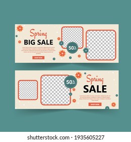 Spring sale banner vector. Spring poster and banner template. Holiday Shopping. Banners vector for social media ads, web ads, business messages, discount flyers and big sale banner.