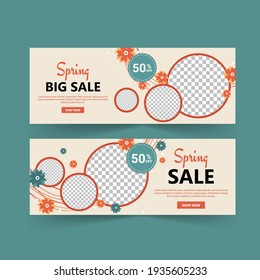 Spring sale banner vector. Spring poster and banner template. Holiday Shopping. Banners vector for social media ads, web ads, business messages, discount flyers and big sale banner.