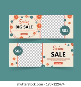 Spring sale banner vector. Spring poster and banner template. Holiday Shopping. Banners vector for social media ads, web ads, business messages, discount flyers and big sale banner.