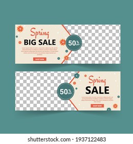 Spring sale banner vector. Spring poster and banner template. Holiday Shopping. Banners vector for social media ads, web ads, business messages, discount flyers and big sale banner.