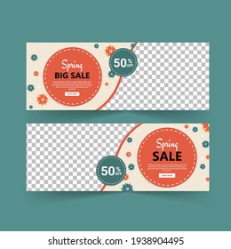 Spring sale banner vector. Spring poster and banner template. Holiday Shopping. Banners vector for social media ads, web ads, business messages, discount flyers and big sale banner.