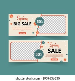 Spring sale banner vector. Spring poster and banner template. Holiday Shopping. Banners vector for social media ads, web ads, business messages, discount flyers and big sale banner.