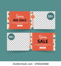 Spring sale banner vector. Spring poster and banner template. Holiday Shopping. Banners vector for social media ads, web ads, business messages, discount flyers and big sale banner.