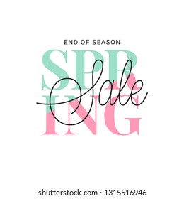 Spring sale banner. Vintage spring sign on white background