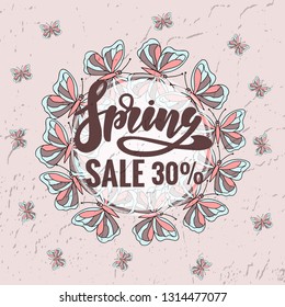 Spring Sale Banner,Lettering, Sale Poster, Sale Flyer, Sale Vector. Vector illustration