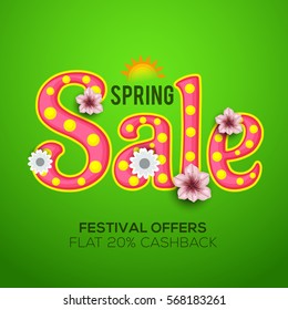 Spring sale banner,poster with stylish typography and spring flower.