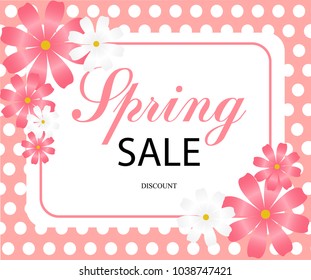 Spring sale banners poster design. Design with Colorful and beautiful   Flowers in Background for Seasonal Promotion. Voucher template. 