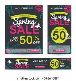 spring sale banners poster tag design.voucher template.Vector illustration