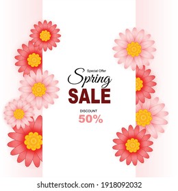 spring sale with beautiful flowers background suitable for banners, advertisements and more