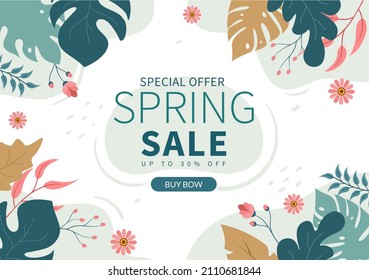 Spring Sale Blossom Flowers Background Natural Template Vector Illustration with Season Plant Suitable for Greeting Card, Invitation or Poster