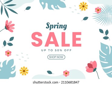 Spring Sale Blossom Flowers Background Natural Template Vector Illustration with Season Plant Suitable for Greeting Card, Invitation or Poster