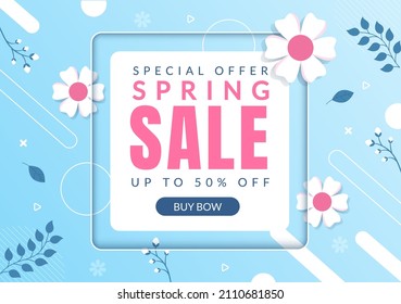 Spring Sale Blossom Flowers Background Natural Template Vector Illustration with Season Plant Suitable for Greeting Card, Invitation or Poster