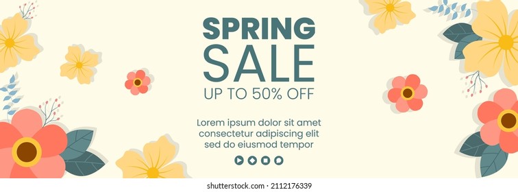 Spring Sale with Blossom Flowers Cover Template Flat Design Illustration Editable of Square Background for Social Media or Greeting Card