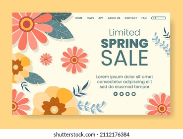 Spring Sale with Blossom Flowers Poster Template Flat Design Illustration Editable of Square Background for Social Media or Greeting Card